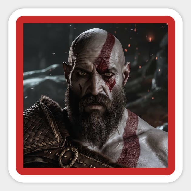 Kratos Gods of war portraid Sticker by Autria-vn